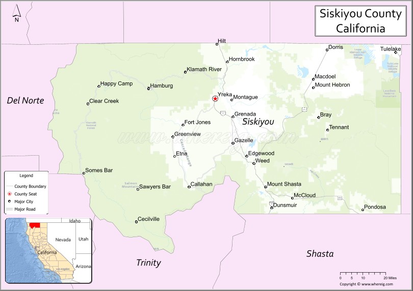 Map of Siskiyou County, California