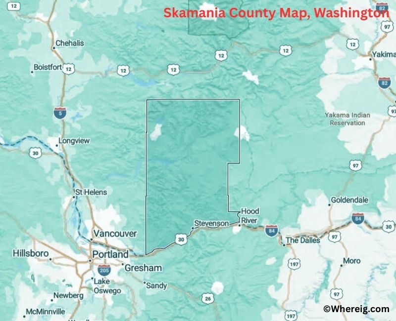 Map of Skamania County, Washington