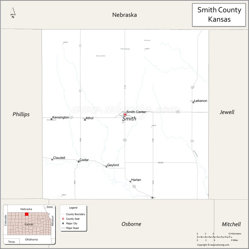 Map of Smith County, Kansas