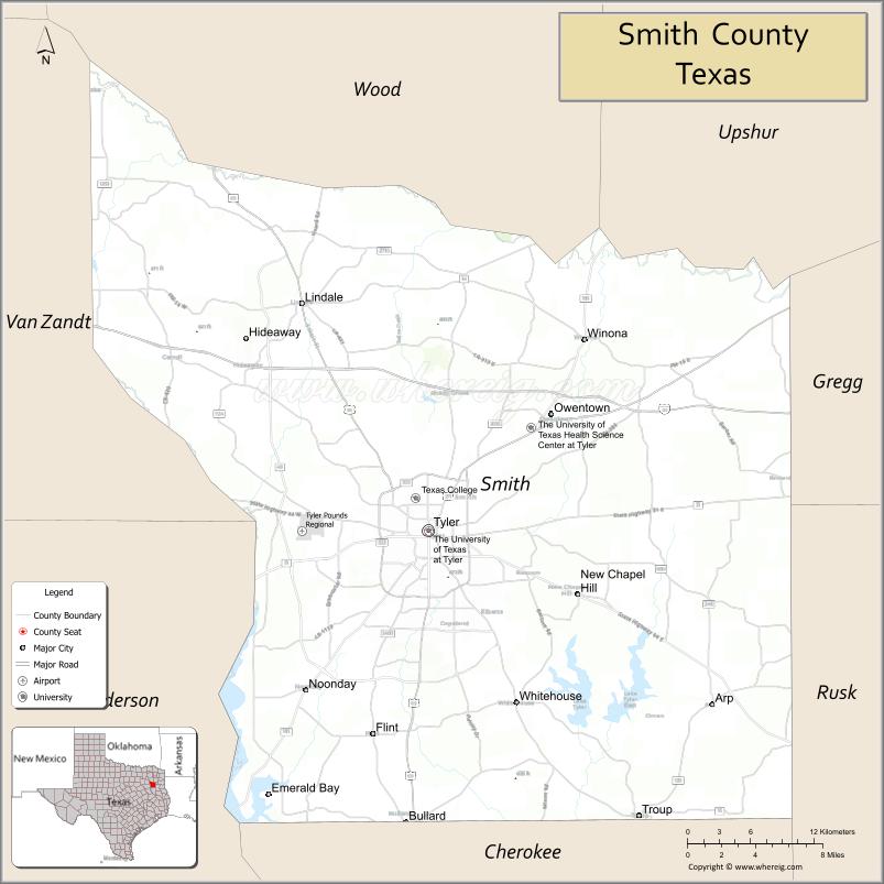 Map of Smith County, Texas