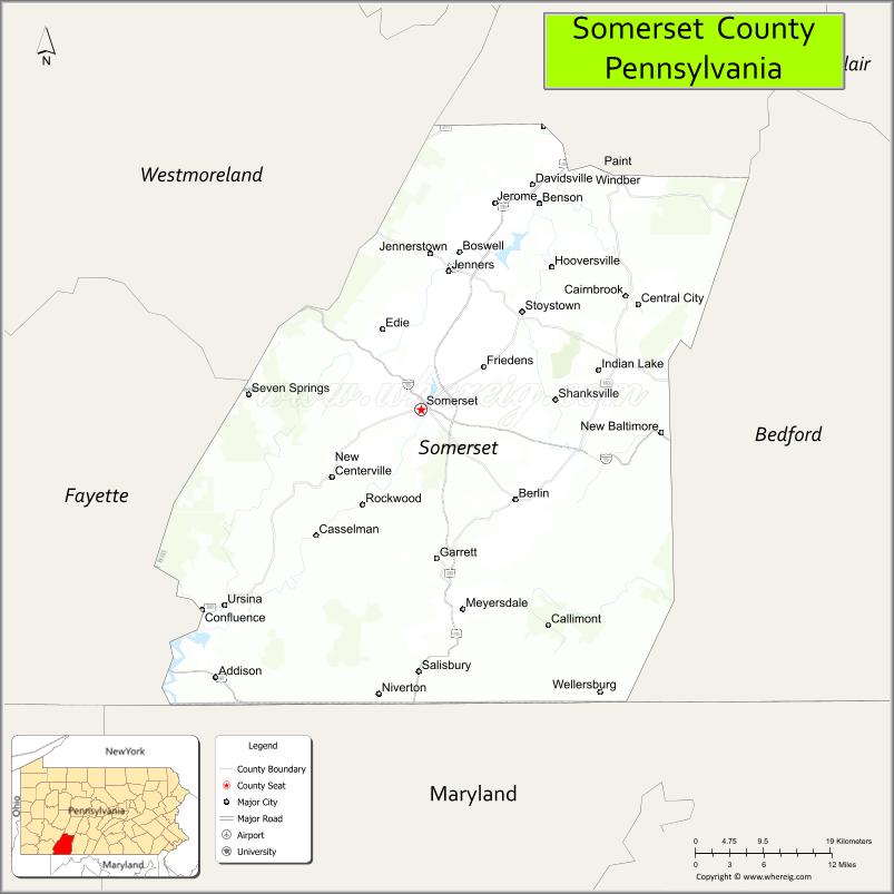 Map of Somerset County, Pennsylvania