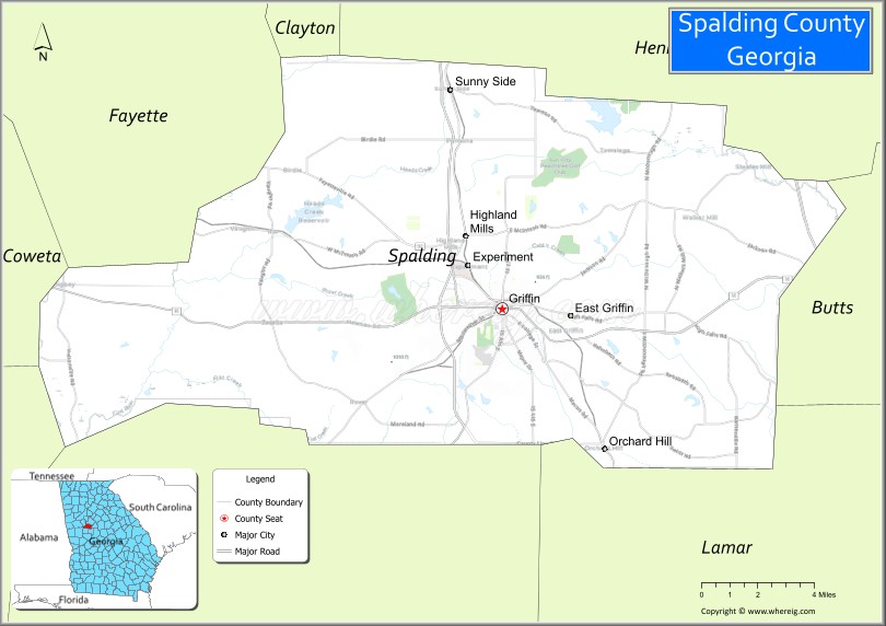 Map of Spalding County, Georgia