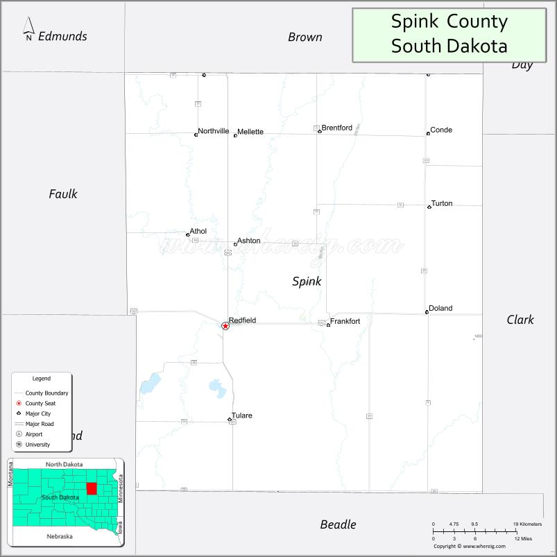 Map of Spink County, South Dakota