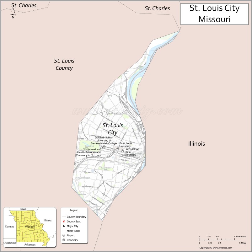Map of St Louis County, Missouri