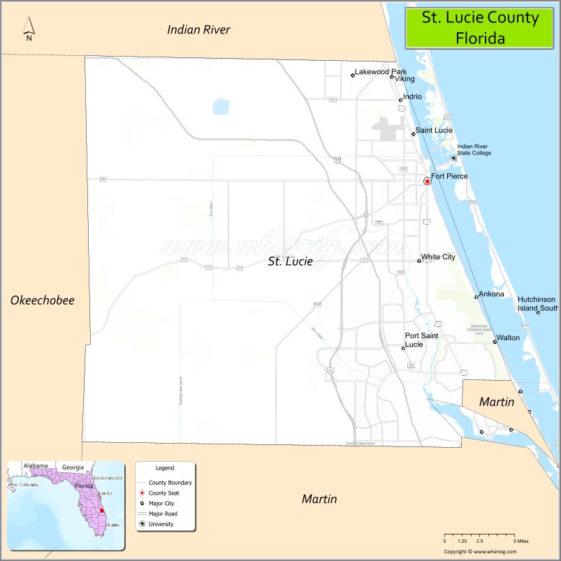 Map of St Lucie County, Florida
