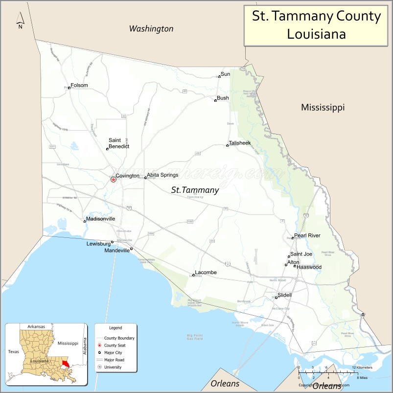 Map of St Tammany Parish, Louisiana