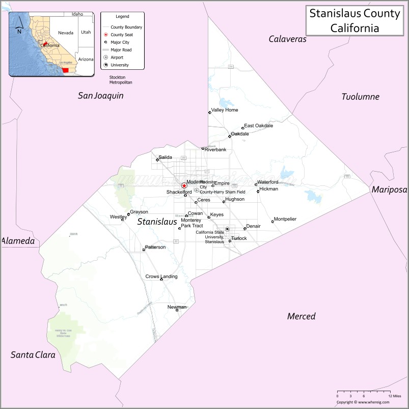 Map of Stanislaus County, California