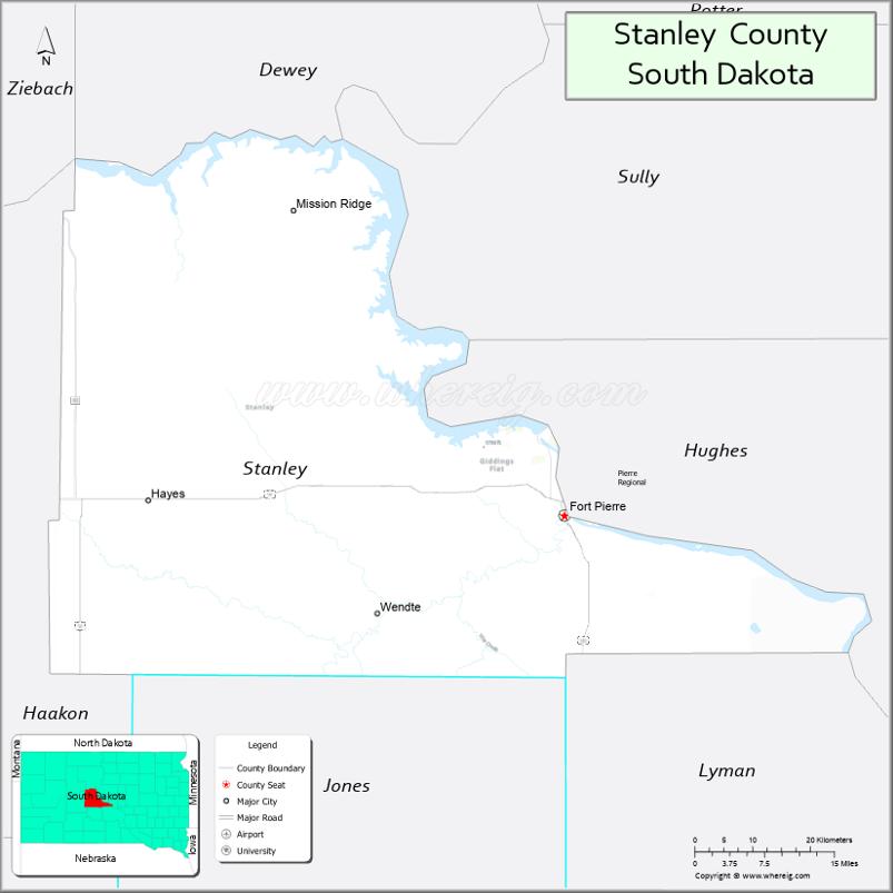 Map of Stanley County, South Dakota