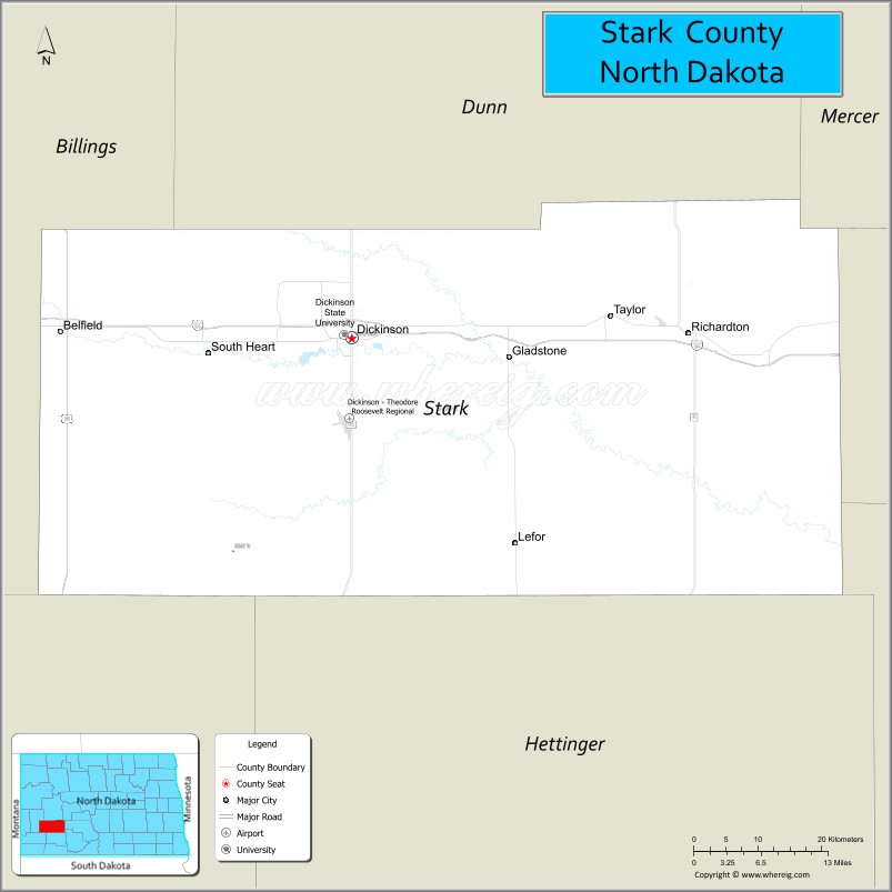 Map of Stark County, North Dakota
