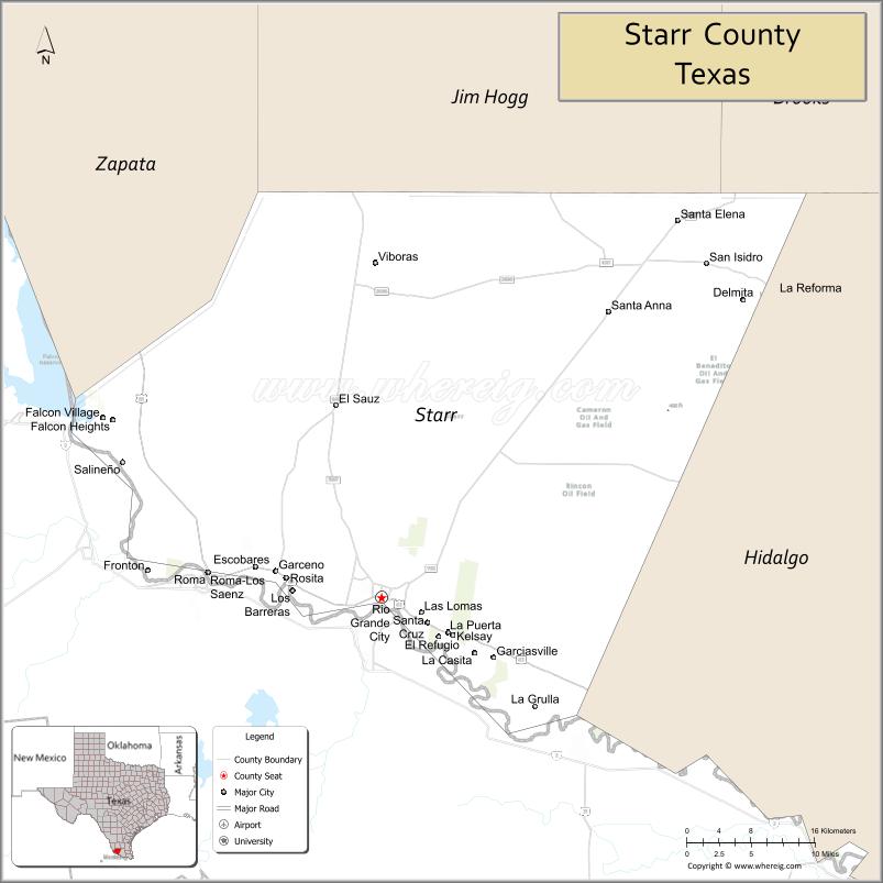 Map of Starr County, Texas