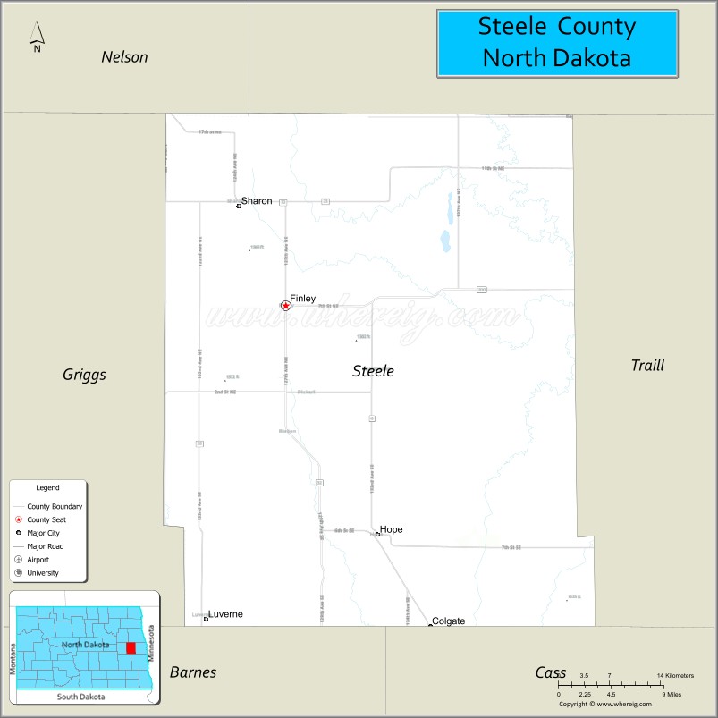 Map of Steele County, North Dakota