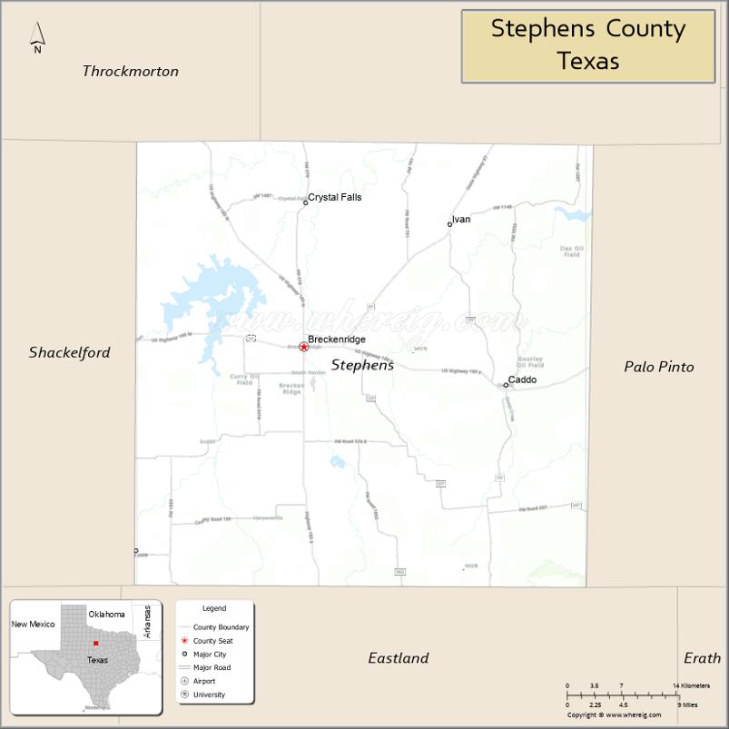 Map of Stephens County, Texas