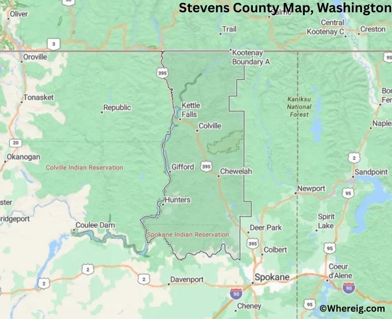 Map of Stevens County, Washington