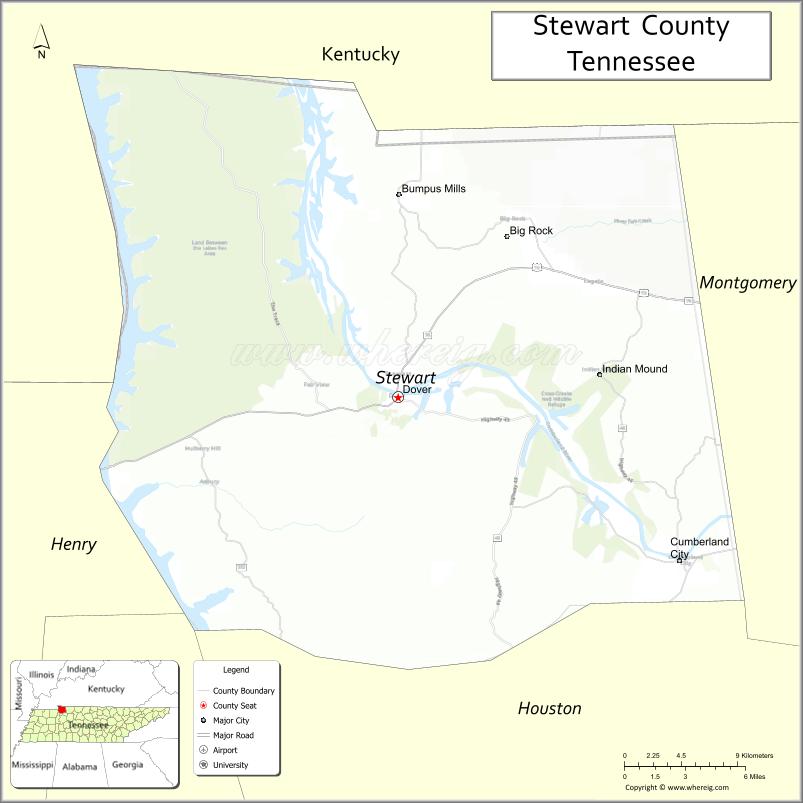 Map of Stewart County, Tennessee