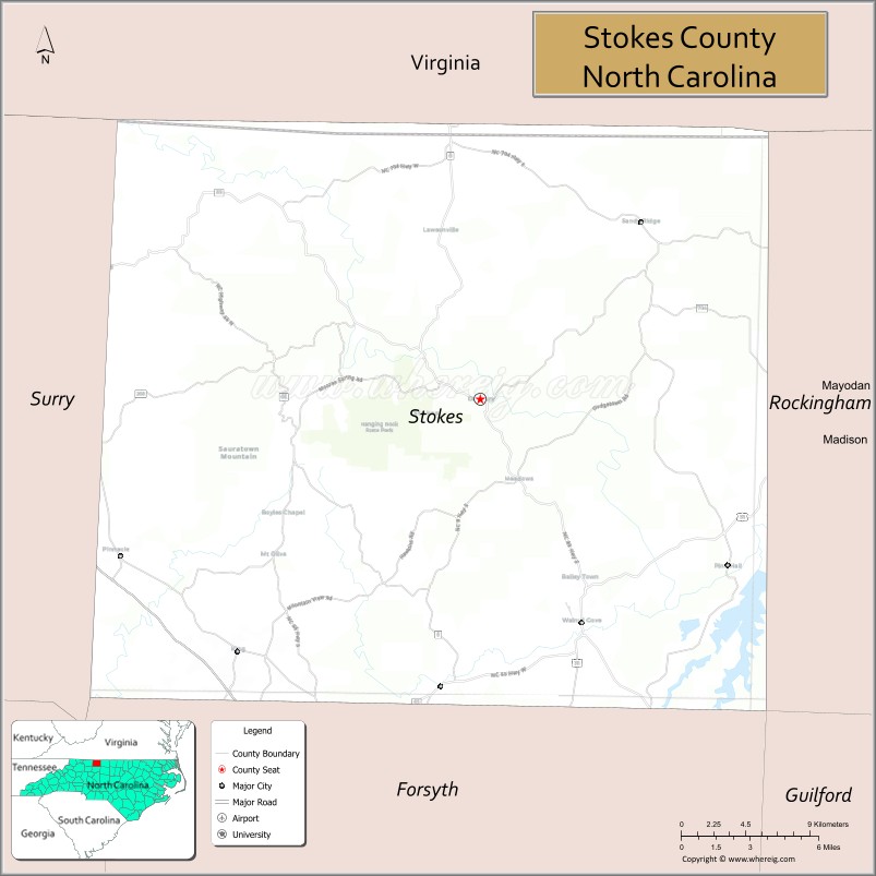 Map of Stokes County, North Carolina