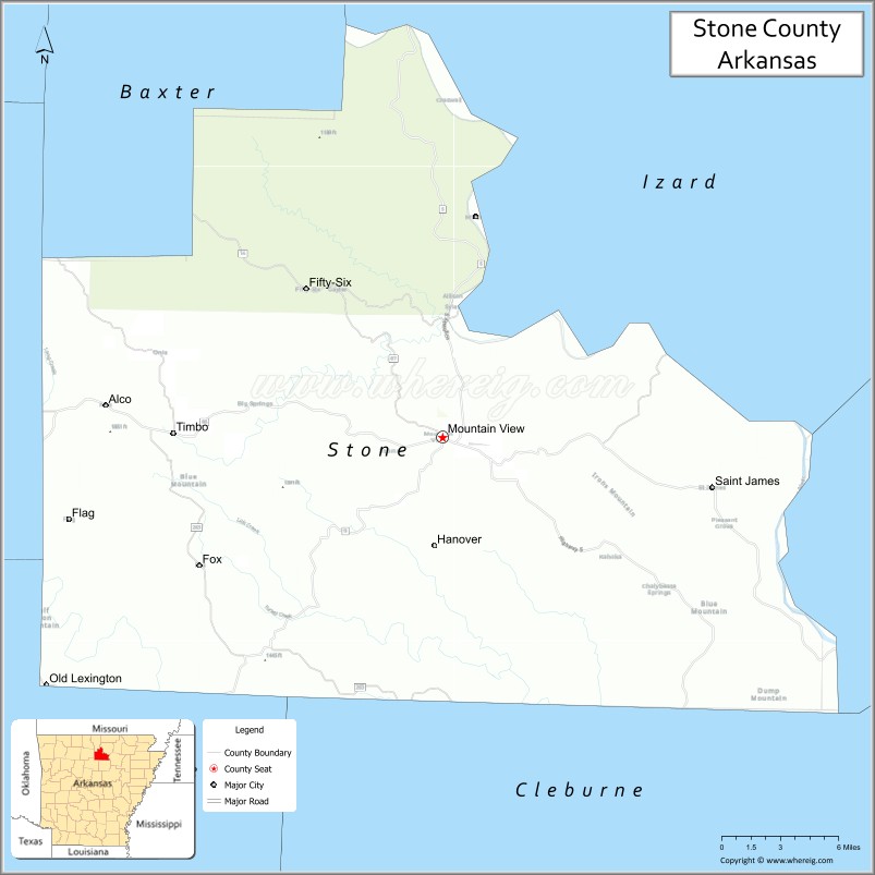 Map of Stone County, Arkansas