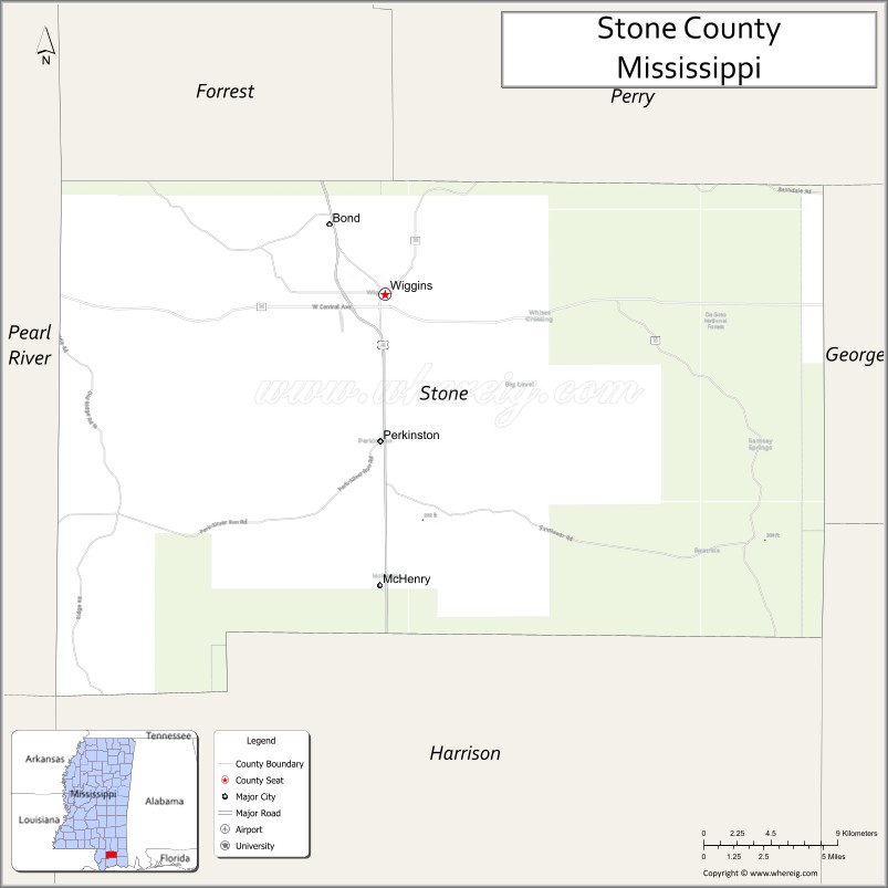 Map of Stone County, Mississippi