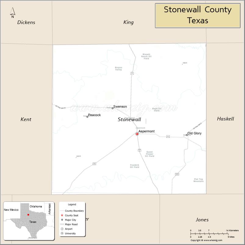 Map of Stonewall County, Texas