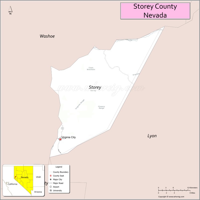Map of Storey County, Nevada