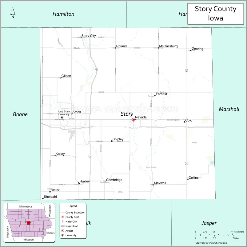 Map of Story County, Iowa