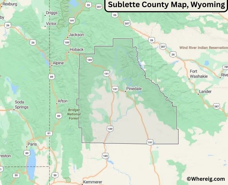 Map of Sublette County, Wyoming