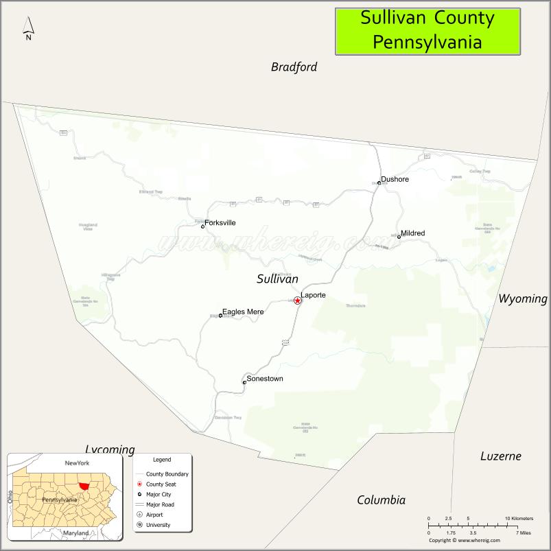 Map of Sullivan County, Pennsylvania