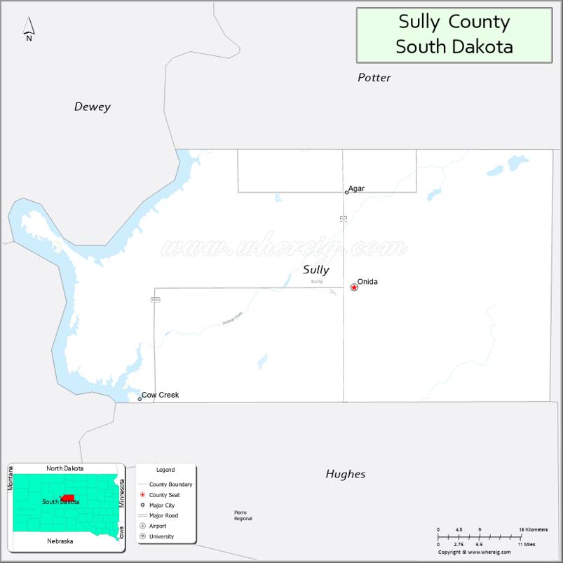 Map of Sully County, South Dakota