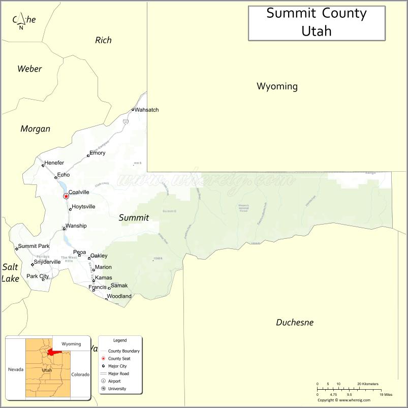 Map of Summit County, Utah