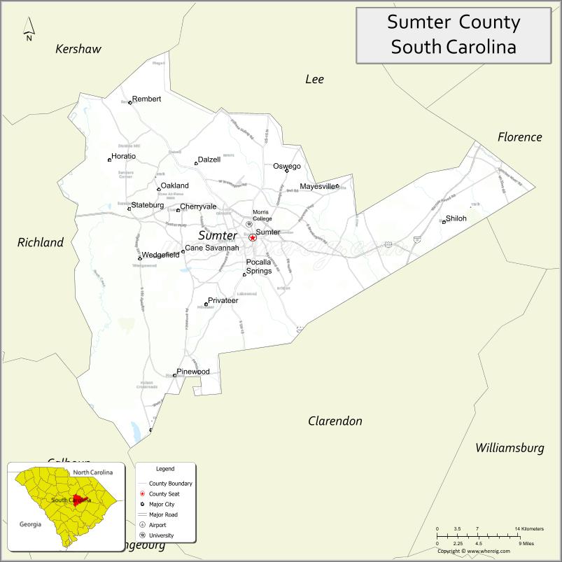 Map of Sumter County, South Carolina