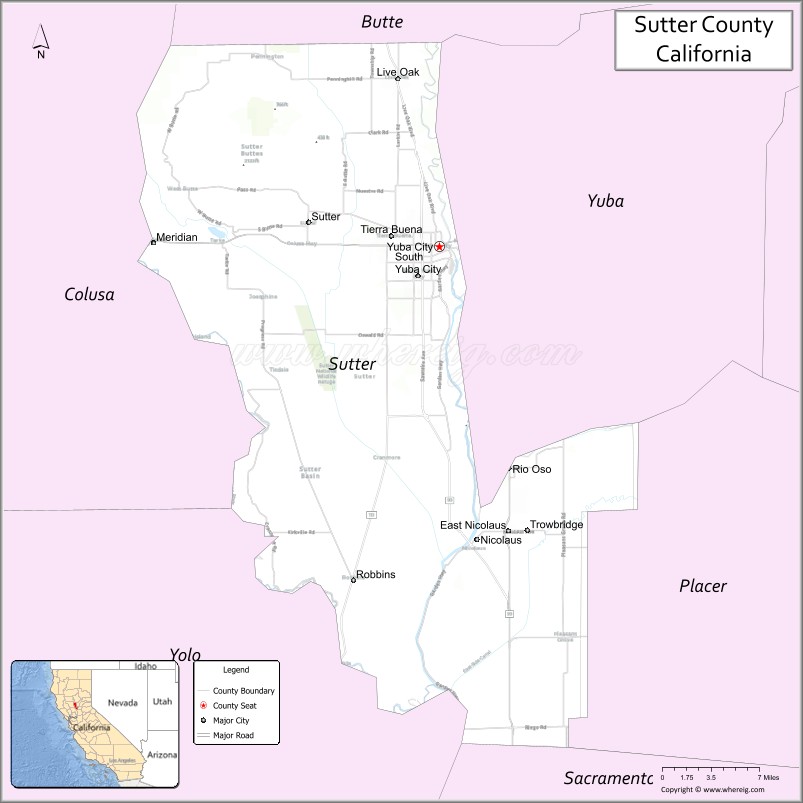 Map of Sutter County, California