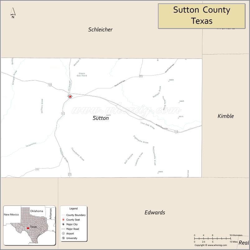 Map of Sutton County, Texas