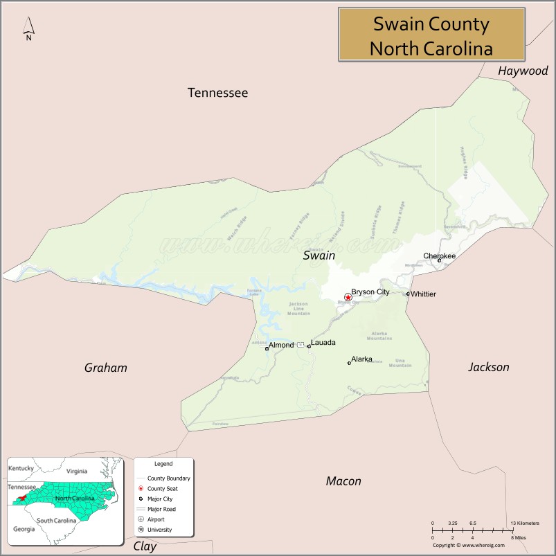 Map of Swain County, North Carolina