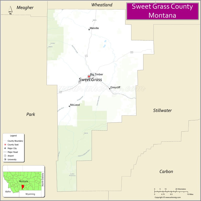 Map of Sweet Grass County, Montana