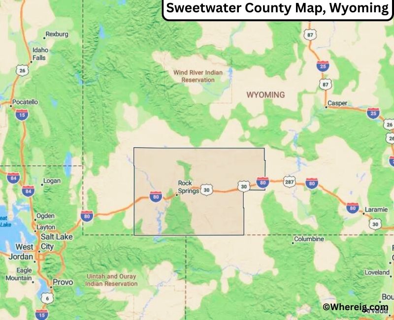 Map of Sweetwater County, Wyoming