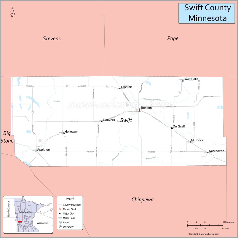 Map of Swift County, Minnesota