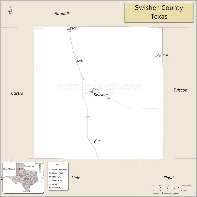 Map of Swisher County, Texas