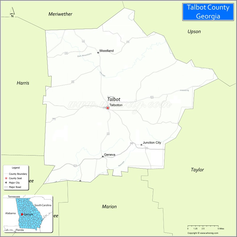 Map of Talbot County, Georgia