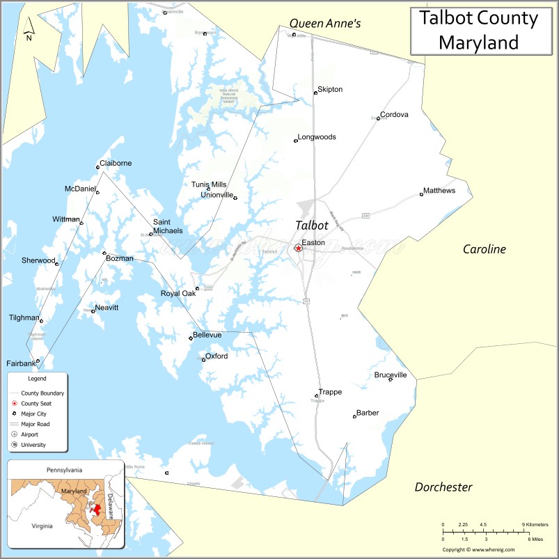 Map of Talbot County, Maryland