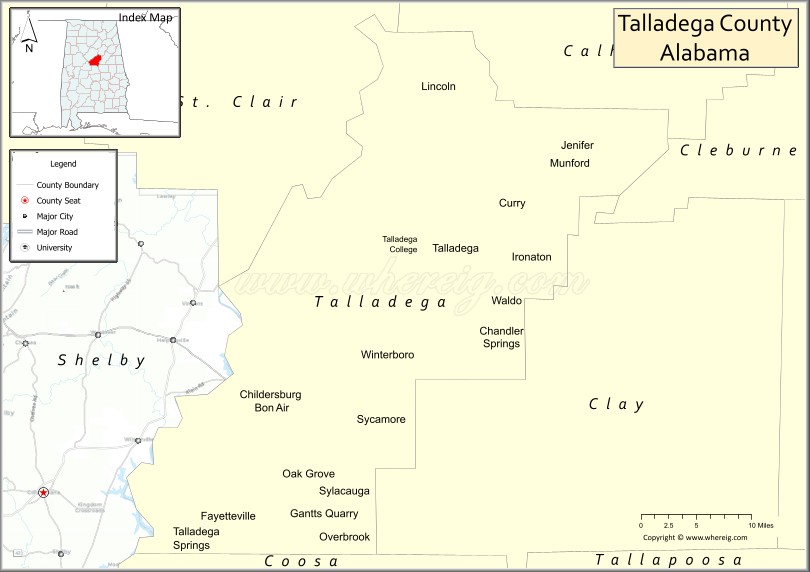 Map of Talladega County, Alabama