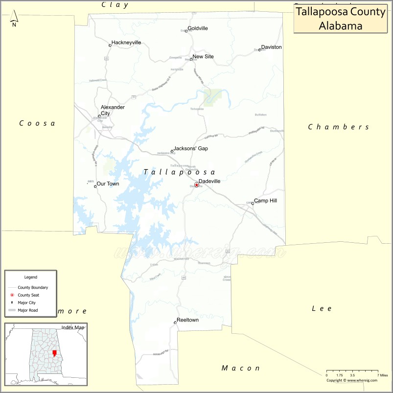Map of Tallapoosa County, Alabama
