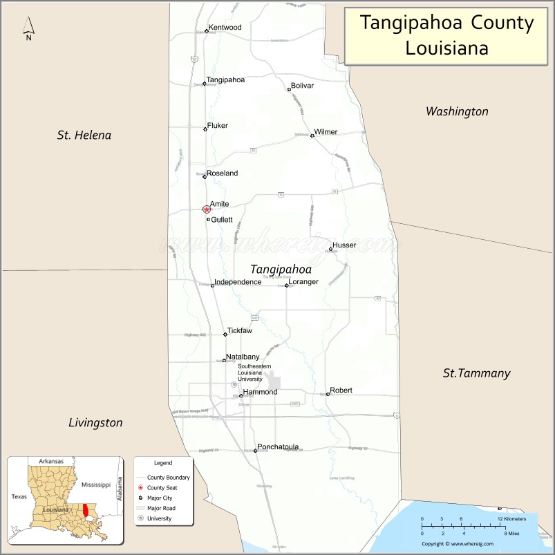 Map of Tangipahoa Parish, Louisiana