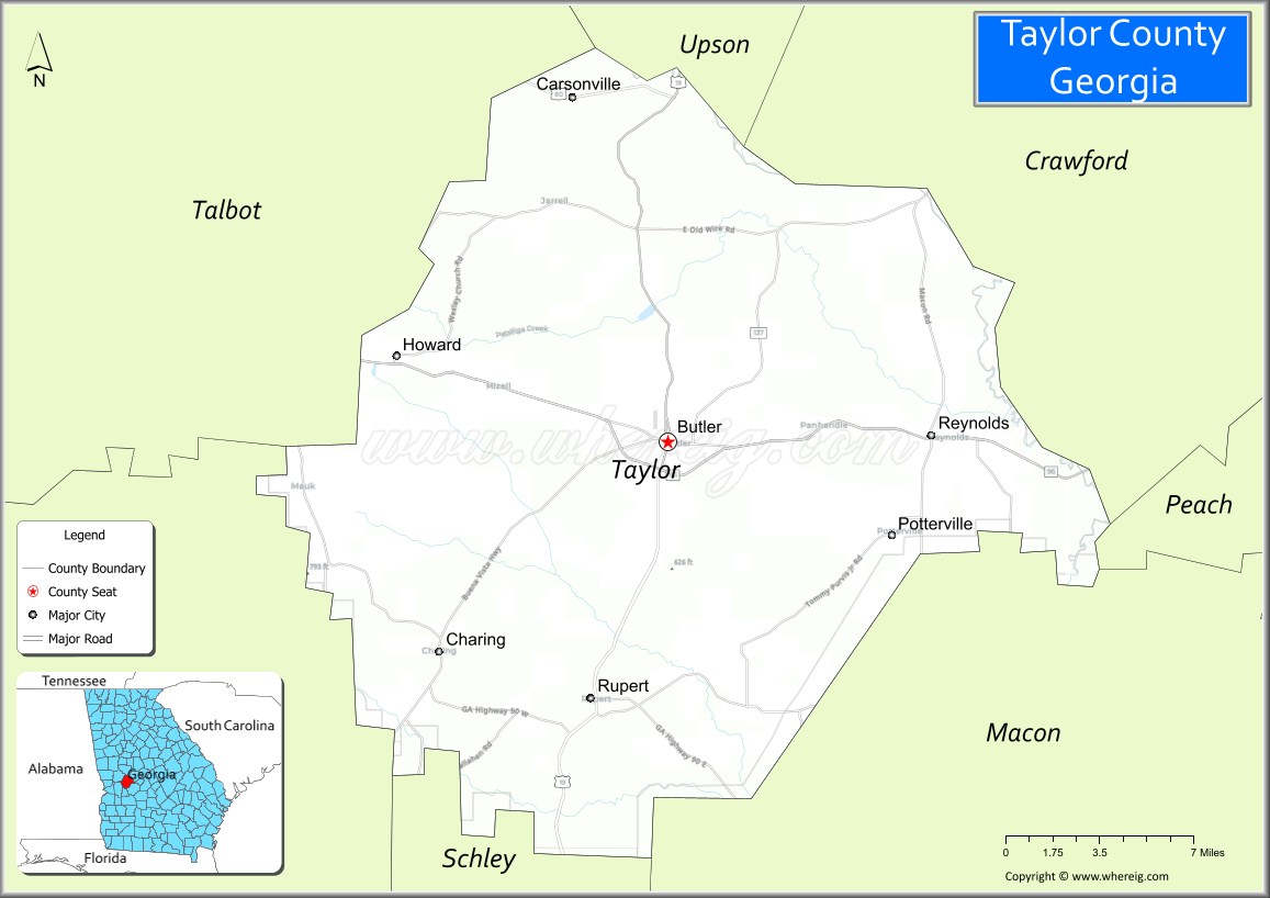 Map of Taylor County, Georgia
