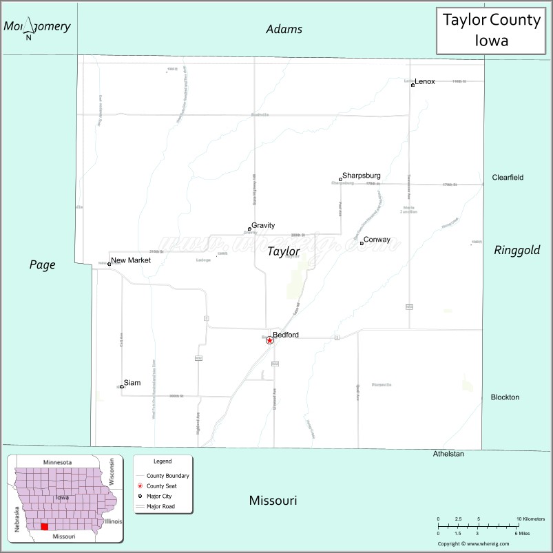 Map of Taylor County, Iowa