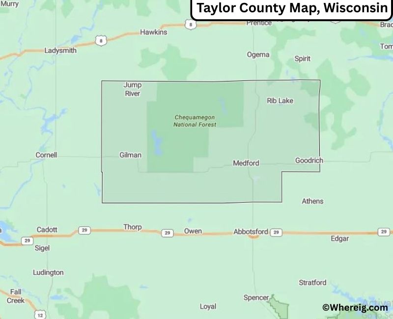 Map of Taylor County, Wisconsin