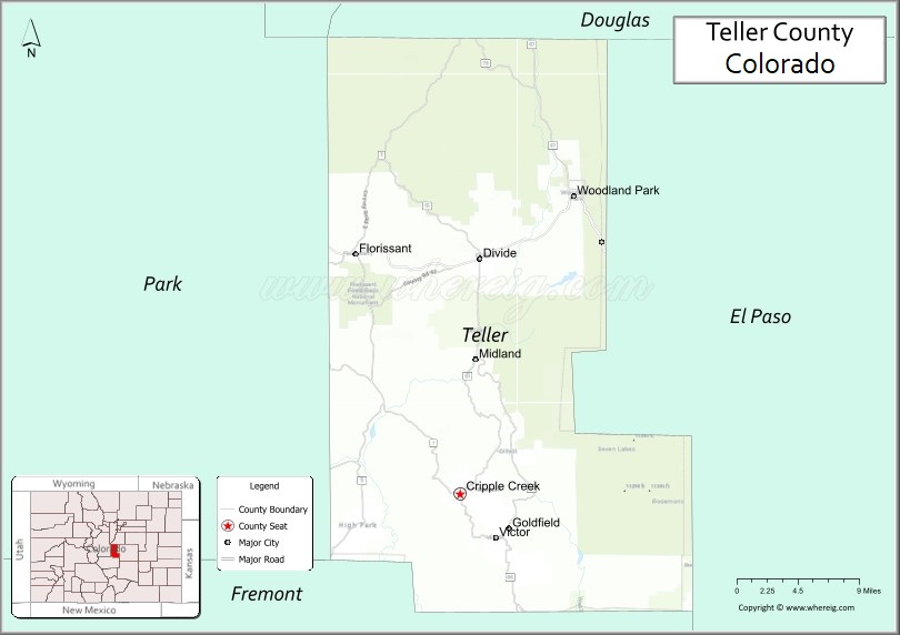 Map of Teller County, Colorado