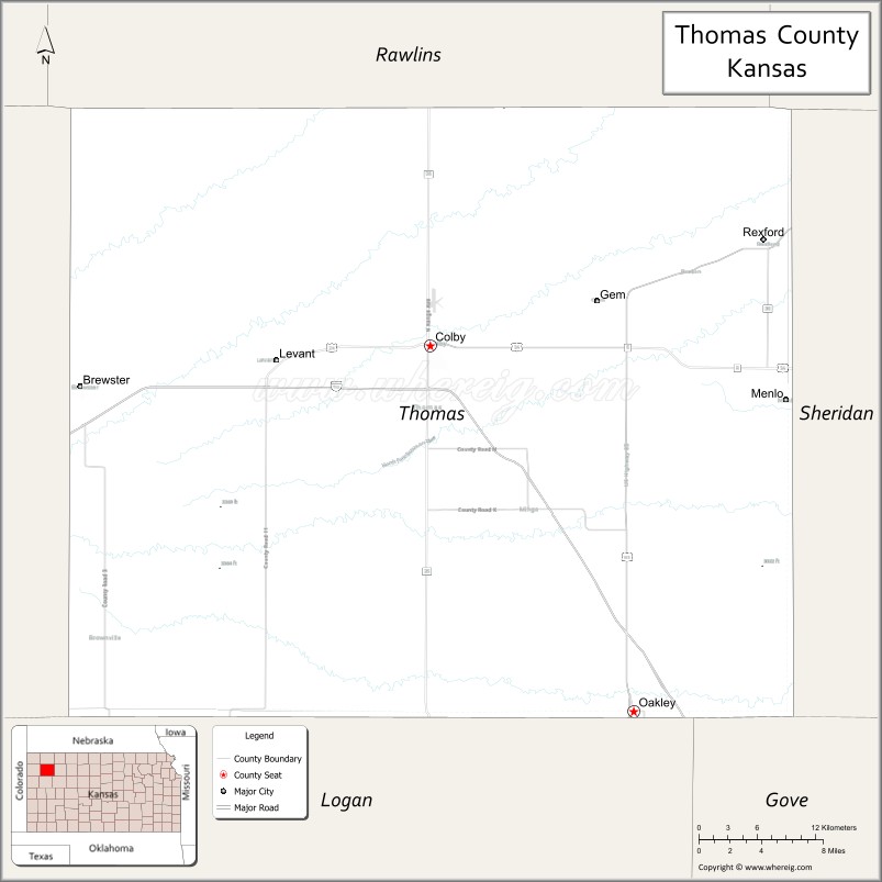 Map of Thomas County, Kansas