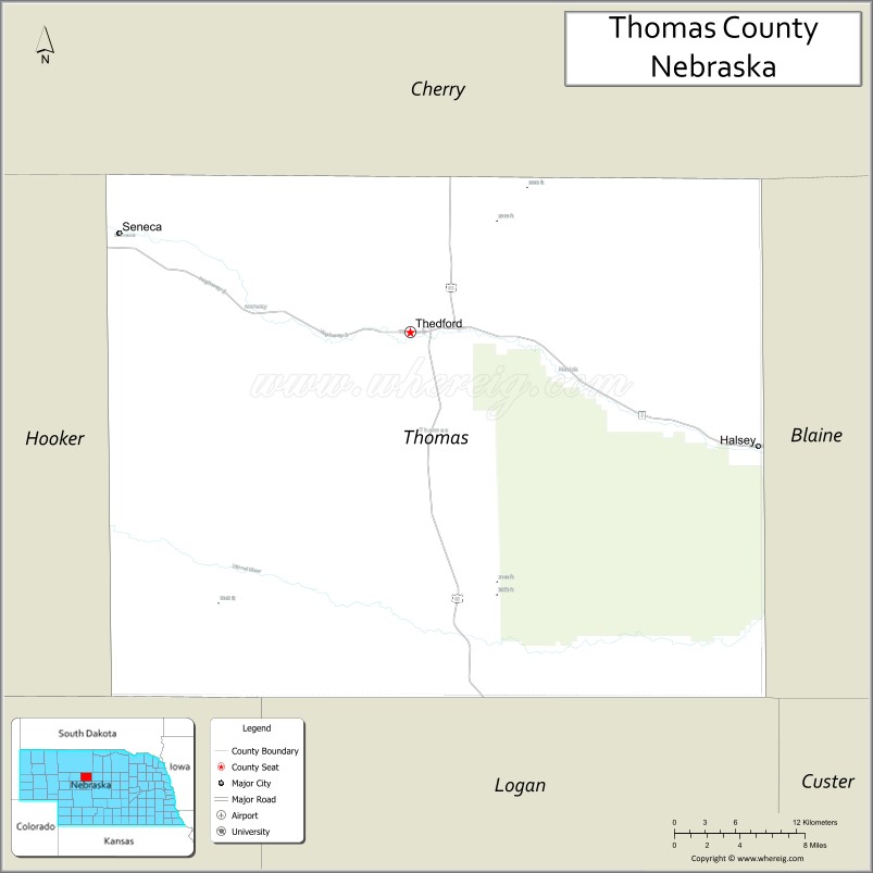 Map of Thomas County, Nebraska
