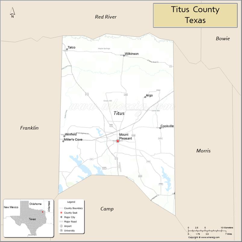 Map of Titus County, Texas