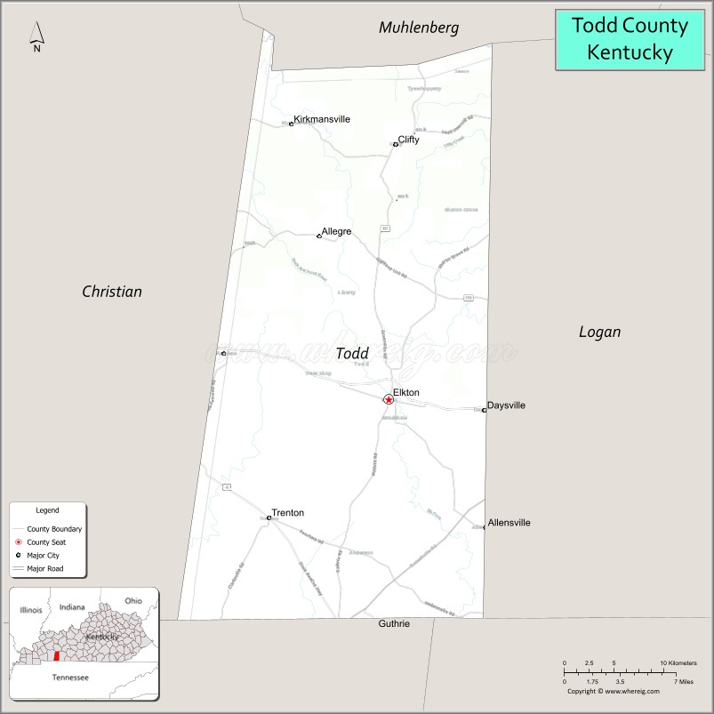 Map of Todd County, Kentucky