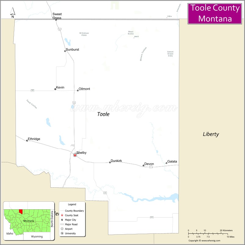 Map of Toole County, Montana
